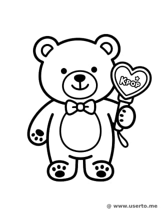 응원봉을 든 귀여운 곰돌이