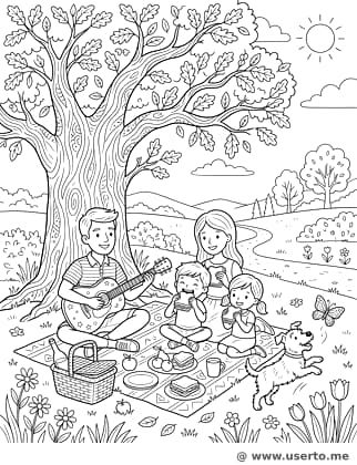 즐거운 숲속 가족 소풍