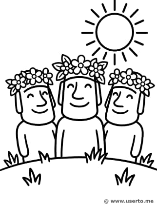 Fröhliche Moai-Statuen