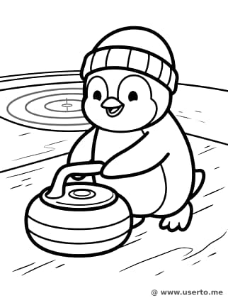 A Diversão do Pinguim no Curling