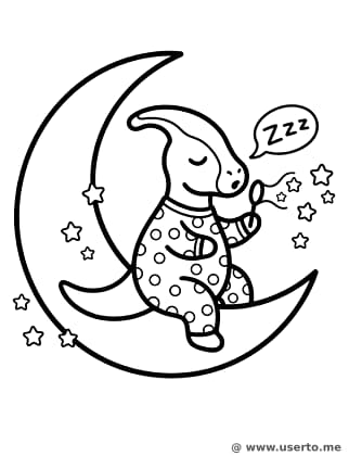 Sleepy Parasaurolophus Stargazing on Moon