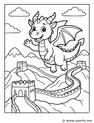 만리장성 위를 나는 용