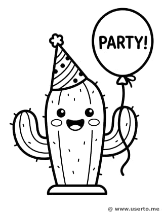 Cactus con Gorrito de Fiesta