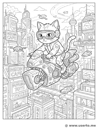 Gato Cyberpunk Neon Rider