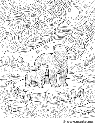 Urso Polar e a Aurora Boreal