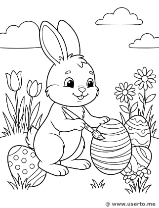 Coelhinho Decorando Ovos de Páscoa