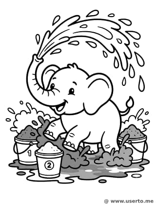 Wasserpistolen-Elefant beim Holi-Fest