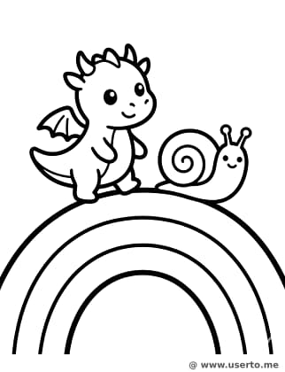 Der Regenbogenspaziergang von Drache und Schnecke