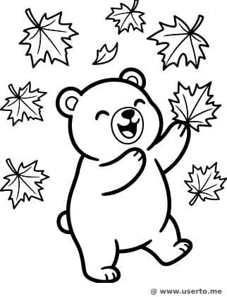 Diversão do Urso no Outono