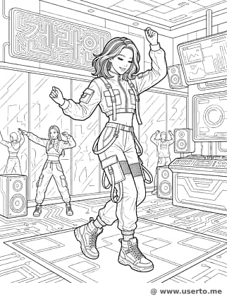 Estúdio de Dança Cyberpunk em Seul