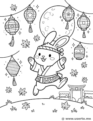 O coelho do festival da lua cheia