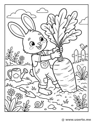 거대 당근과 토끼 정원사