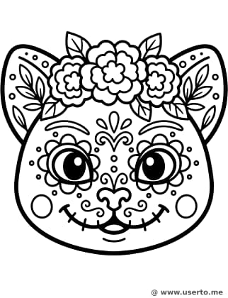 Gatinho de Caveira de Açúcar Floral