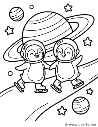 Penguins Skating on Saturn's Rings
