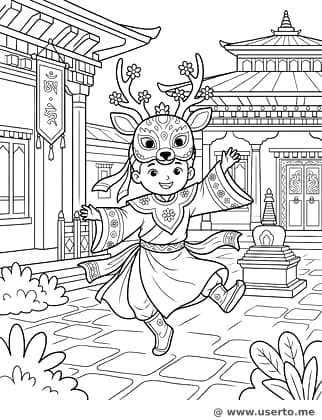 Maskentanz an der Festung von Bhutan