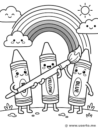 Buntstifte malen einen Regenbogen