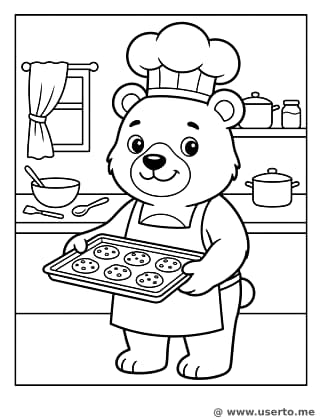 Bear Chef Baking Cookies