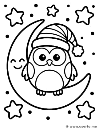 El búho dormilón y la luna creciente