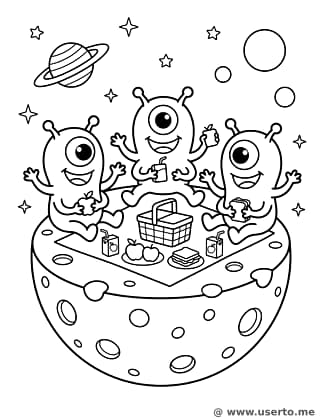 Käse-Picknick der Weltraummonster