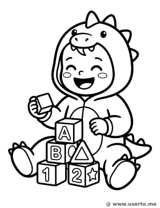 공룡 옷 입은 아기