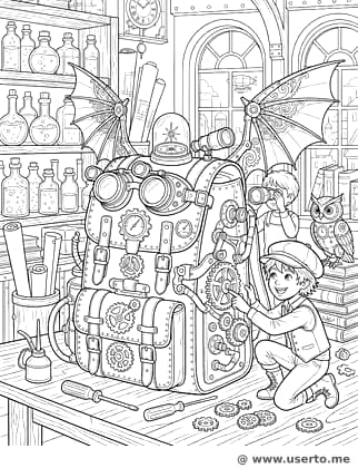 스팀펑크 배낭 실험실