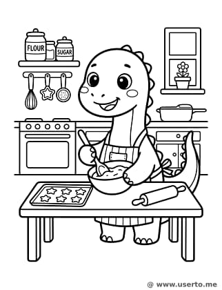 Dinosaur Baking Cookies