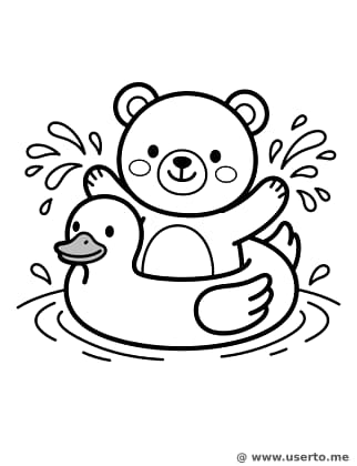 Ursinho Flutuando na Piscina