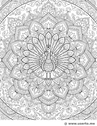 Indisches Rangoli-Pfauen-Mandala
