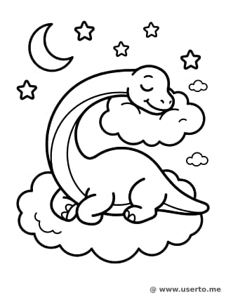 Sleepy Brachiosaurus on a Cloud