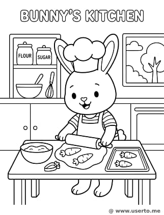 쿠키 굽는 토끼 요리사