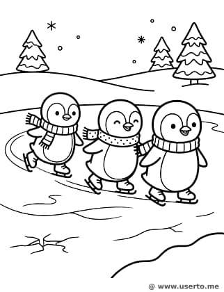 Pinguin-Schlittschuh-Zug