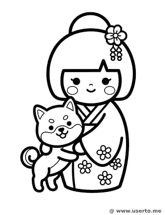 A Pequena Kokeshi e seu Cãozinho