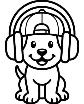 Hip-Hop Puppy with Headphones