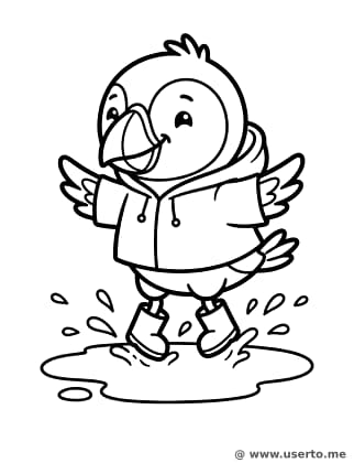 Puffin in a Yellow Raincoat