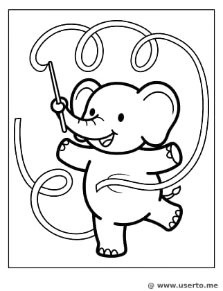 리본 체조하는 코끼리