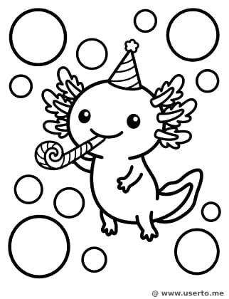 Happy Axolotl's Underwater Party