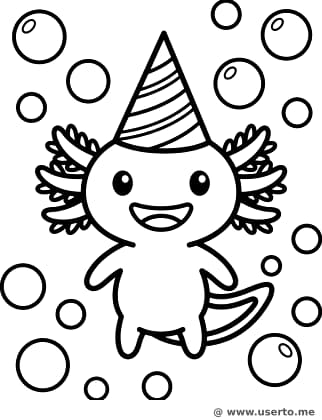 Fröhliche Axolotl-Blasenparty