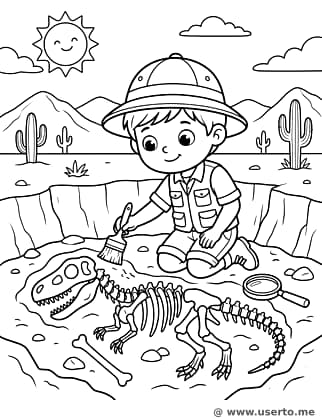 Brave Paleontologist Digging Fossils