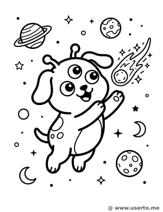 O Cachorrinho Espacial Brincando de Pegar