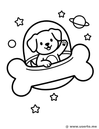 Das knochenförmige UFO des Weltraum-Welpen