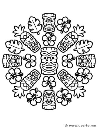 Mandala de Máscaras Tiki Divertidas