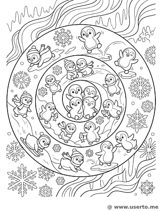 Arctic Aurora Penguin Spiral