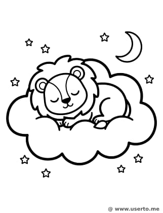 푹신한 구름 위의 잠꾸러기 사자