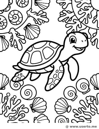 El mandala de coral de la juguetona tortuga marina