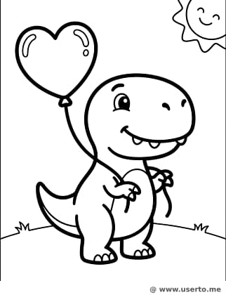 풍선을 든 행복한 티라노사우루스