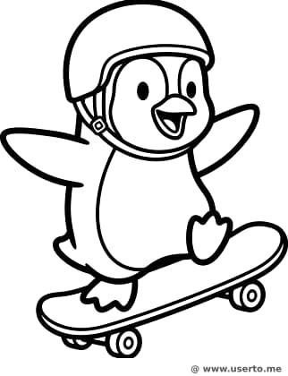 스케이트보드 타는 펭귄