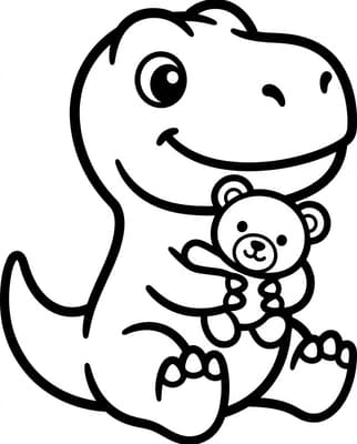 곰인형을 안은 아기 티렉스