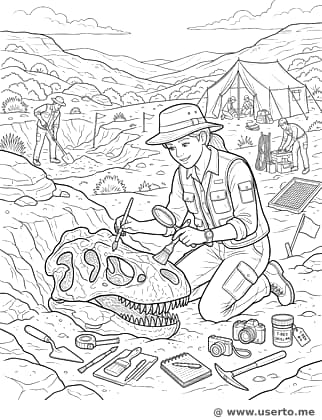 O Arqueólogo Descobrindo um Fóssil de Dino