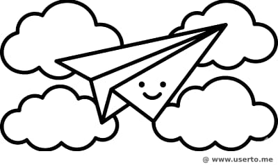 Avión de Papel Alegre Volador de Nubes