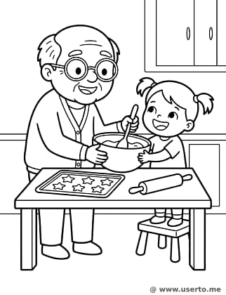 Baking Sweet Cookies with Grandpa